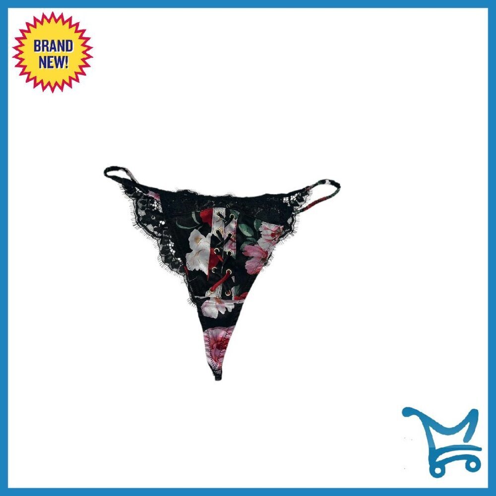 Satin Lace Thong Panty Low Rise Stretch Silk Recycled Materials